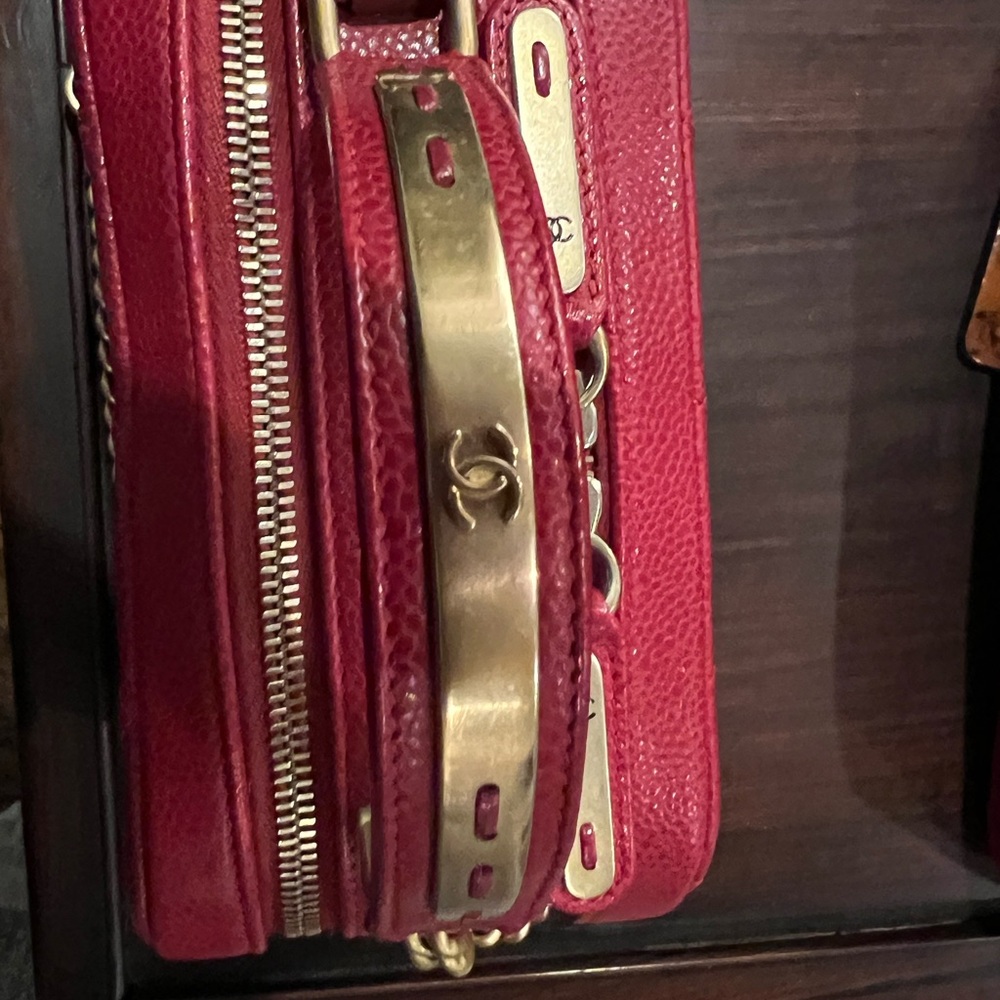 CHANEL RED CAVIAR Double Zip Top Handle Mini Bsg - Picture 7 of 15